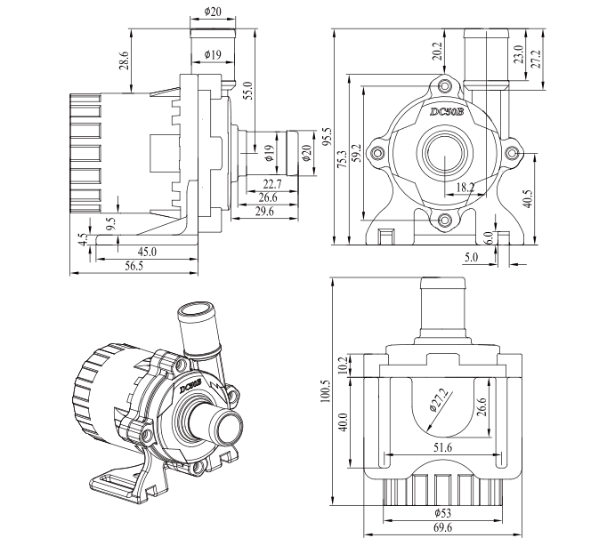 汽车电子水泵DC50B